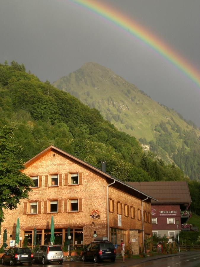 Tre Soli Appartements Restaurant Schoppernau Exterior foto